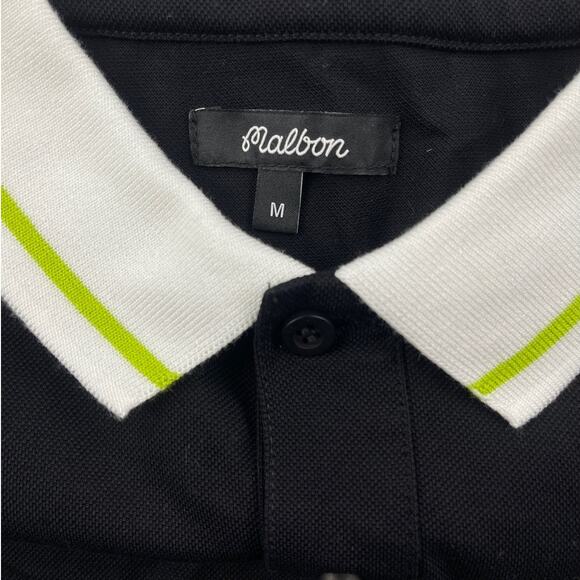 Malbon x Tag Heuer - Pique Polo Tee in Black White & Green - Picture 2 of 3